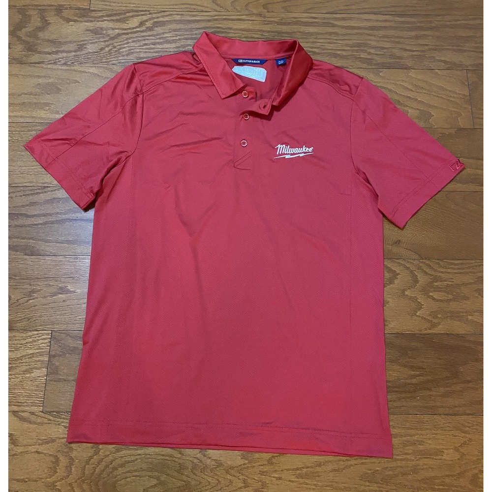 Cutter Buck Milwaukee Tool Polo Shirt Men Medium Red Employee Uniform Work Wear